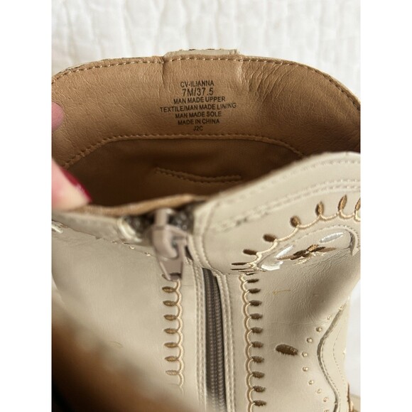 Crown Vintage Cream And Gold Cowgirl Boots Size 7 EUC - Picture 7 of 10